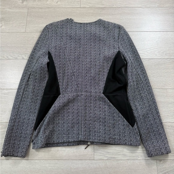 Maison Scotch Women's Blazer Jacket Full Zip Cotton Wool Blend Gray Black - Picture 2 of 8